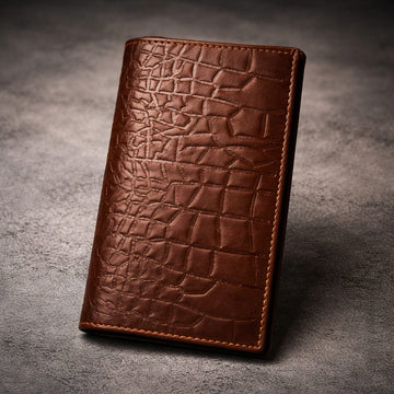 Men’s Long Cow Leather Wallet – Crocodile Texture, Mobile Compatible