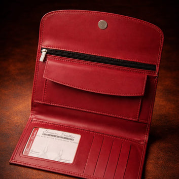 Ladies 3-Fold Cow Leather Wallet – Elegant Clutch, Premium Finish