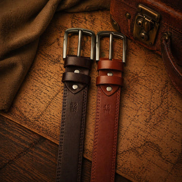 Premium Laminated Cow Leather Belt – Stylish Stitch Design