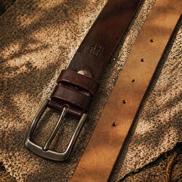 Men’s 35mm Leather Belt with Laminated Finish – Dress & Casual