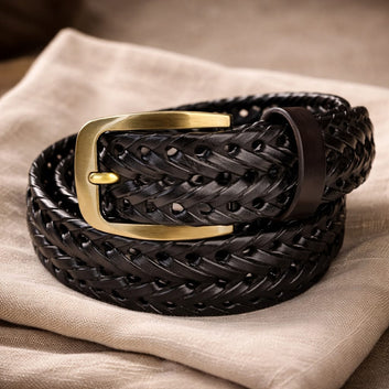 Men’s Premium Braided Cow Leather Belt – Chatai Woven Design