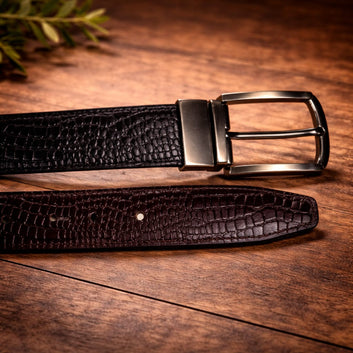 CrocLux 2-in-1 Leather Belt – Crocodile Texture