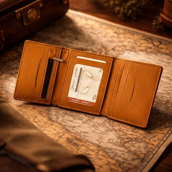 Men’s Compact 3-Fold Cow Leather Wallet – Stylish Design