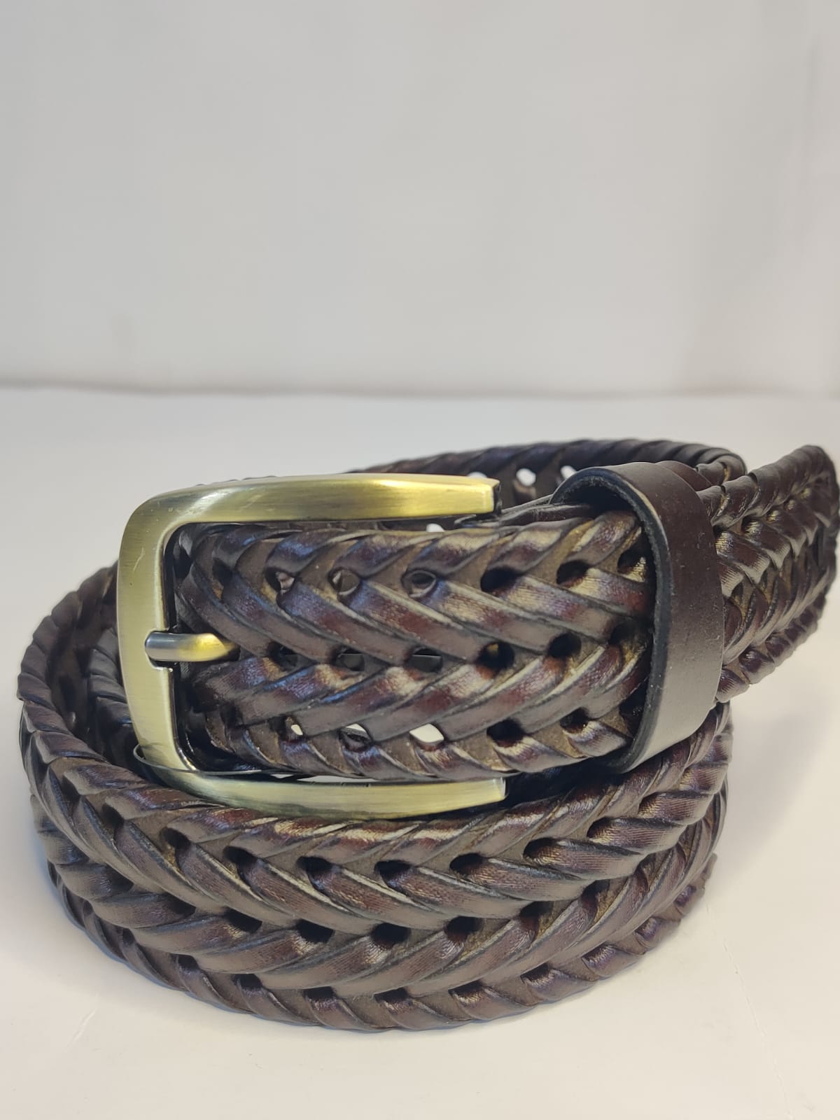 Men’s Premium Braided Cow Leather Belt – Chatai Woven Design - Image 3