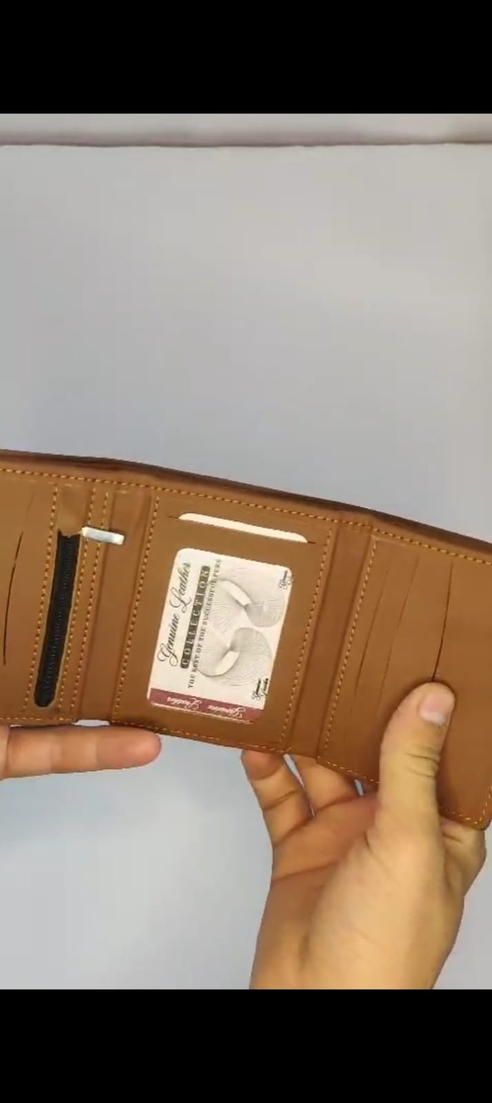 Men’s Compact 3-Fold Cow Leather Wallet – Stylish Design - Image 2